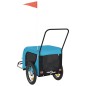 vidaXL Remolque de bicicleta mascotas hierro tela Oxford azul negro
