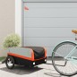 vidaXL Remolque para bicicleta hierro negro y naranja 45 kg vidaXL Remolque para bicicleta hierro negro y naranja 45 kg