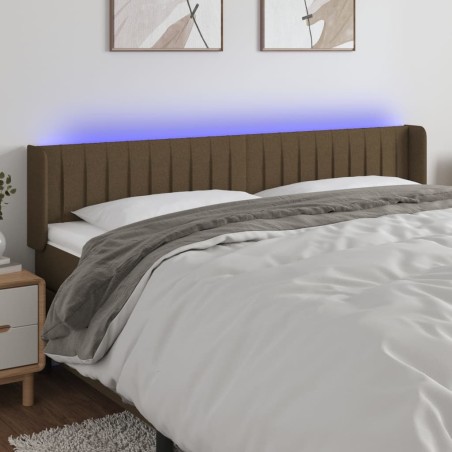 vidaXL Cabecero con LED de tela marrón oscuro 163x16x78/88 cm