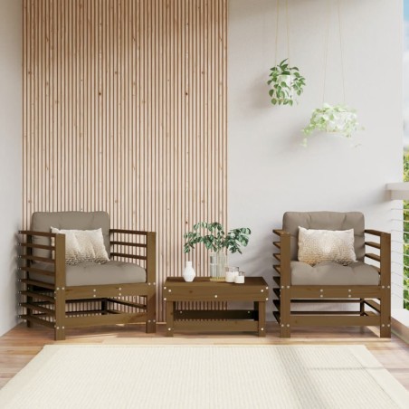 vidaXL Sillones de jardín 2 unidades madera maciza pino marrón miel