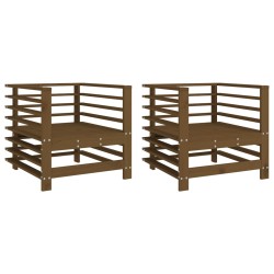 vidaXL Sillones de jardín 2 unidades madera maciza pino marrón miel