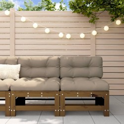 vidaXL Sofás centrales de jardín 2 uds madera maciza pino marrón miel