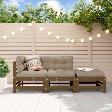 vidaXL Juego de muebles jardín 3 pzas madera maciza pino marrón miel