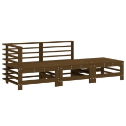 vidaXL Juego de muebles jardín 3 pzas madera maciza pino marrón miel