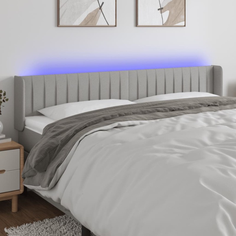vidaXL Cabecero con LED de tela gris claro 183x16x78/88 cm vidaXL Cabecero con LED de tela gris claro 183x16x78/88 cm