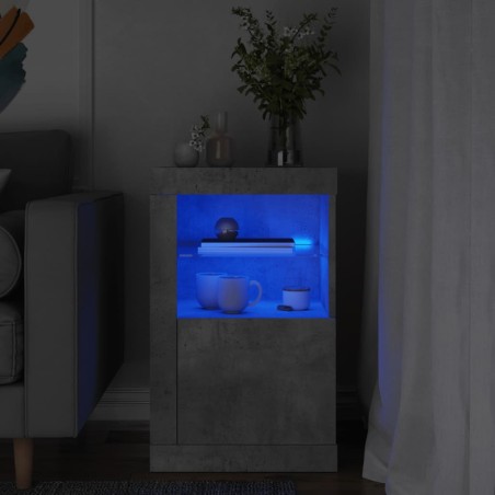 vidaXL Aparador con luces LED madera de ingeniería gris hormigón