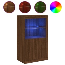 vidaXL Aparador con luces LED madera de ingeniería roble marrón