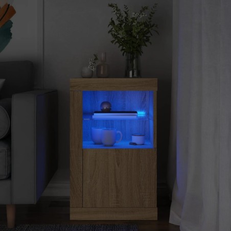 vidaXL Aparador con luces LED madera de ingeniería roble Sonoma