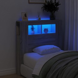 vidaXL Cabecero LED madera ingeniería gris Sonoma 100x18,5x103,5 cm