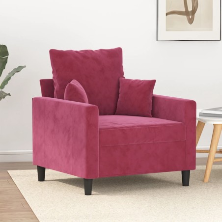 vidaXL Sillón de terciopelo rojo tinto 60 cm