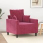 vidaXL Sillón de terciopelo rojo tinto 60 cm vidaXL Sillón de terciopelo rojo tinto 60 cm