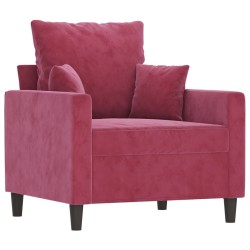 vidaXL Sillón de terciopelo rojo tinto 60 cm