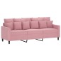 vidaXL Sofá de 3 plazas terciopelo rosa 180 cm vidaXL Sofá de 3 plazas terciopelo rosa 180 cm