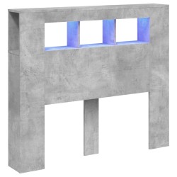 vidaXL Cabecero LED madera ingeniería gris hormigón 120x18,5x103,5 cm