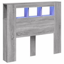 vidaXL Cabecero LED madera ingeniería gris Sonoma 120x18,5x103,5 cm