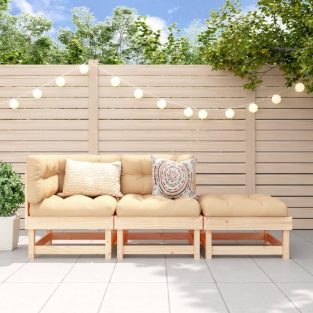 vidaXL Juego de muebles de jardín 3 piezas madera maciza de pino