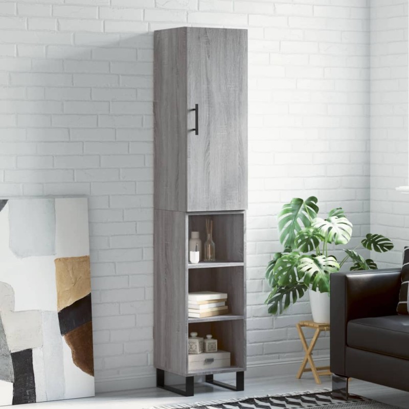 vidaXL Aparador alto madera contrachapada gris Sonoma 34,5x34x180 cm vidaXL Aparador alto madera contrachapada gris Sonoma 34,5x34x180 cm