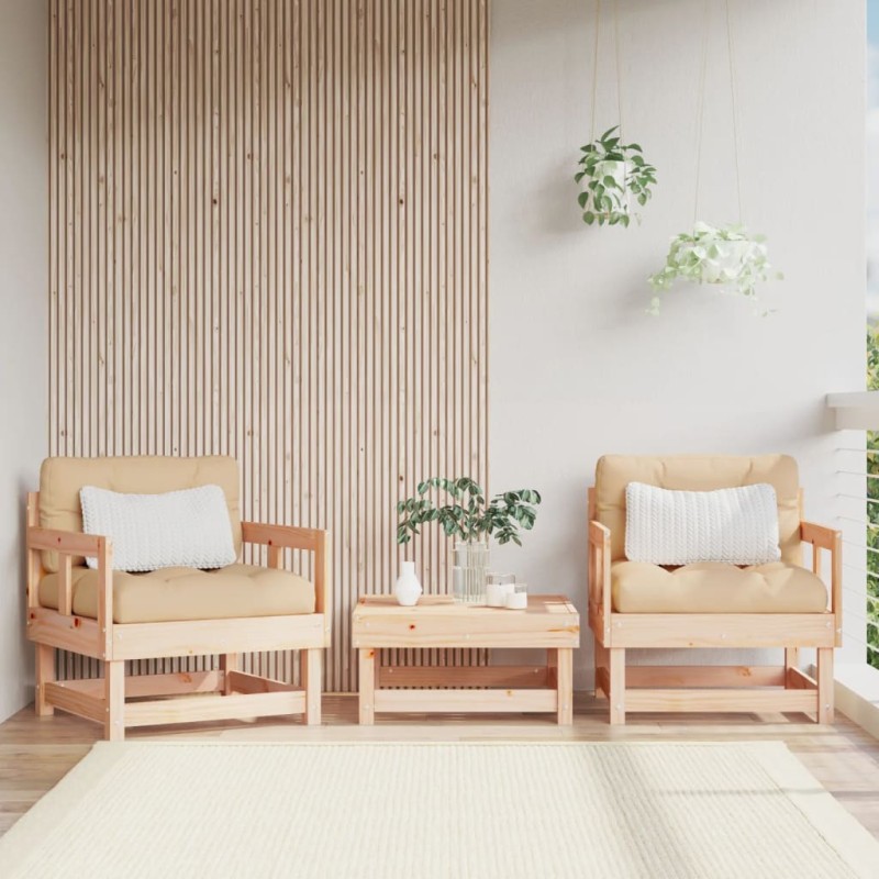vidaXL Sillones de jardín 2 unidades madera maciza de pino vidaXL Sillones de jardín 2 unidades madera maciza de pino
