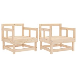 vidaXL Sillones de jardín 2 unidades madera maciza de pino
