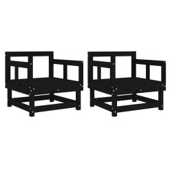 vidaXL Sillones de jardín 2 unidades madera maciza pino negro
