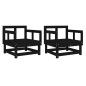 vidaXL Sillones de jardín 2 unidades madera maciza pino negro vidaXL Sillones de jardín 2 unidades madera maciza pino negro