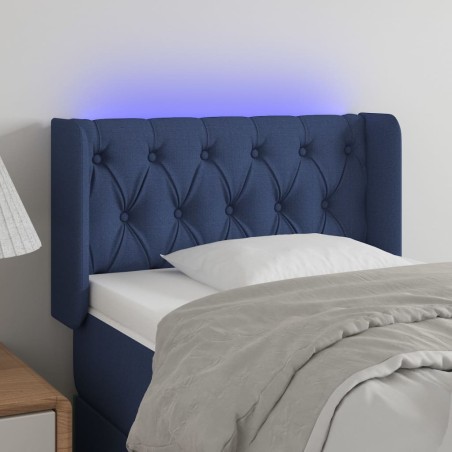 vidaXL Cabecero con LED de tela azul 83x16x78/88 cm