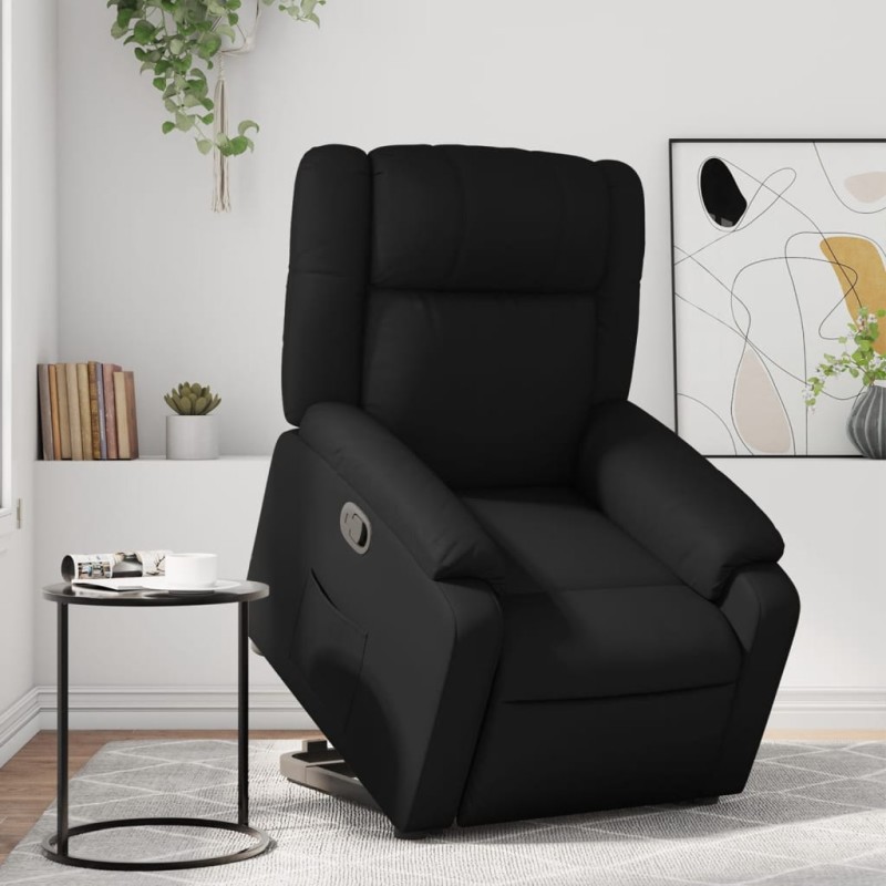 vidaXL Sillón reclinable elevable cuero artificial negro vidaXL Sillón reclinable elevable cuero artificial negro