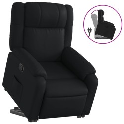 vidaXL Sillón reclinable elevable cuero artificial negro