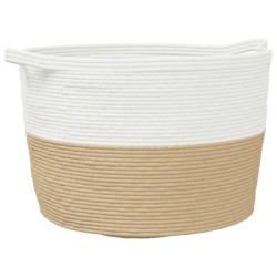 vidaXL Cesta para ropa sucia algodón beige y blanco Ø60x36 cm