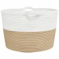 vidaXL Cesta para ropa sucia algodón beige y blanco Ø60x36 cm vidaXL Cesta para ropa sucia algodón beige y blanco Ø60x36 cm