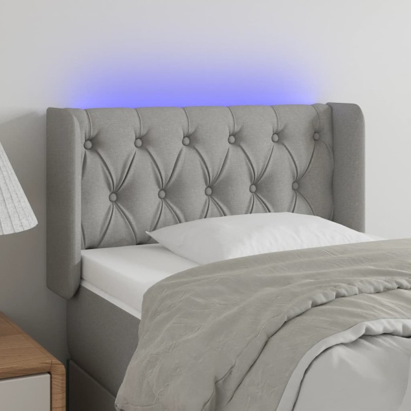 vidaXL Cabecero con LED de tela gris claro 83x16x78/88 cm vidaXL Cabecero con LED de tela gris claro 83x16x78/88 cm