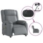 vidaXL Sillón de masaje reclinable eléctrico cuero sintético gris vidaXL Sillón de masaje reclinable eléctrico cuero sintético gris