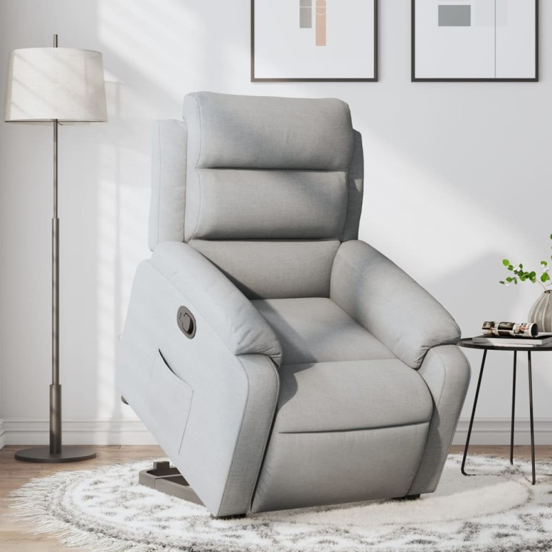 vidaXL Sillón reclinable elevable de tela gris claro vidaXL Sillón reclinable elevable de tela gris claro