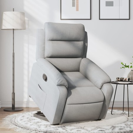 vidaXL Sillón reclinable elevable de tela gris claro