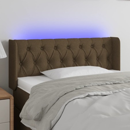 vidaXL Cabecero con LED de tela marrón oscuro 103x16x78/88 cm