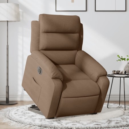 vidaXL Sillón eléctrico reclinable elevable de tela marrón