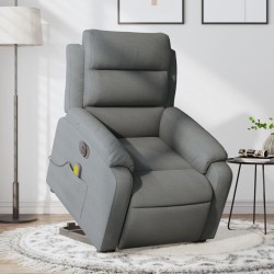 vidaXL Sillón de masaje eléctrico reclinable elevable tela gris oscuro