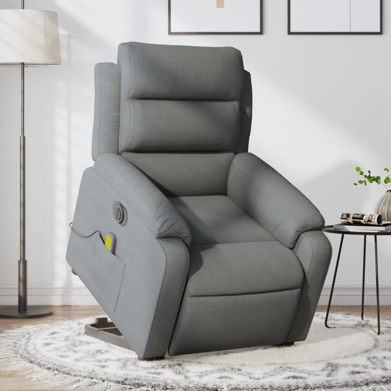vidaXL Sillón de masaje eléctrico reclinable elevable tela gris oscuro vidaXL Sillón de masaje eléctrico reclinable elevable tela gris oscuro
