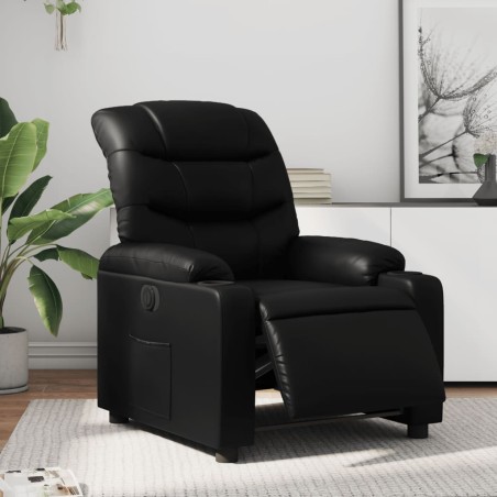 vidaXL Sillón reclinable eléctrico de cuero sintético negro