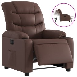 vidaXL Sillón reclinable eléctrico de cuero sintético marrón