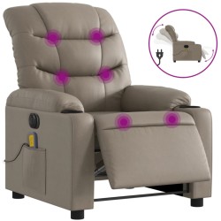 vidaXL Sillón reclinable de masaje eléctrico cuero sintético capuchino