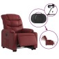 vidaXL Sillón elevable eléctrico cuero artificial rojo tinto vidaXL Sillón elevable eléctrico cuero artificial rojo tinto