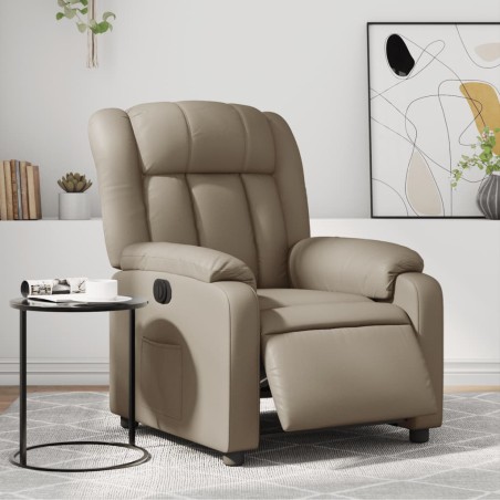 vidaXL Sillón reclinable eléctrico de cuero sintético color capuchino