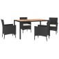 vidaXL Set de muebles jardín 5 pzas con cojines ratán sintético negro vidaXL Set de muebles jardín 5 pzas con cojines ratán sintético negro