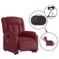 vidaXL Sillón de masaje elevable eléctrico cuero artificial rojo tinto vidaXL Sillón de masaje elevable eléctrico cuero artificial rojo tinto