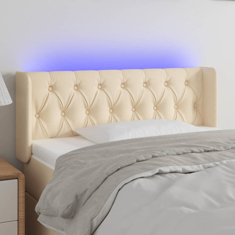 vidaXL Cabecero con LED de tela crema 93x16x78/88 cm vidaXL Cabecero con LED de tela crema 93x16x78/88 cm