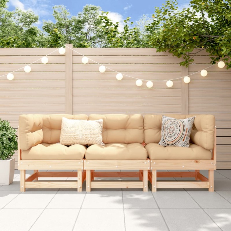 vidaXL Juego de muebles de jardín 3 piezas madera maciza de pino vidaXL Juego de muebles de jardín 3 piezas madera maciza de pino