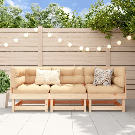 vidaXL Juego de muebles de jardín 3 piezas madera maciza de pino