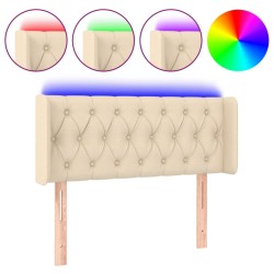vidaXL Cabecero con LED de tela crema 93x16x78/88 cm