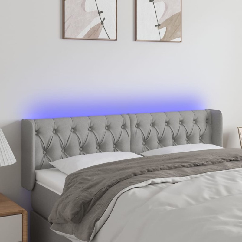 vidaXL Cabecero con LED de tela gris claro 163x16x78/88 cm vidaXL Cabecero con LED de tela gris claro 163x16x78/88 cm